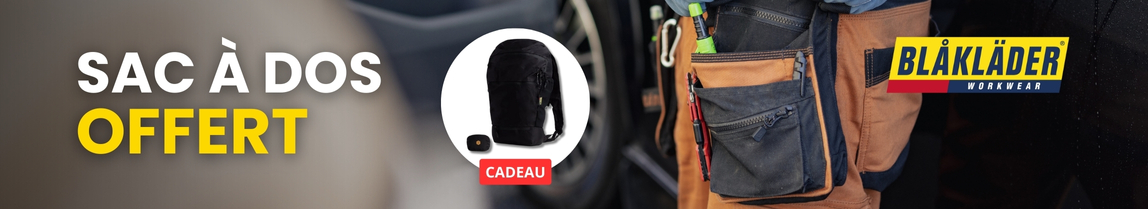 sac à dos offert pour l'achat d'un pantalon de travail Blaklader